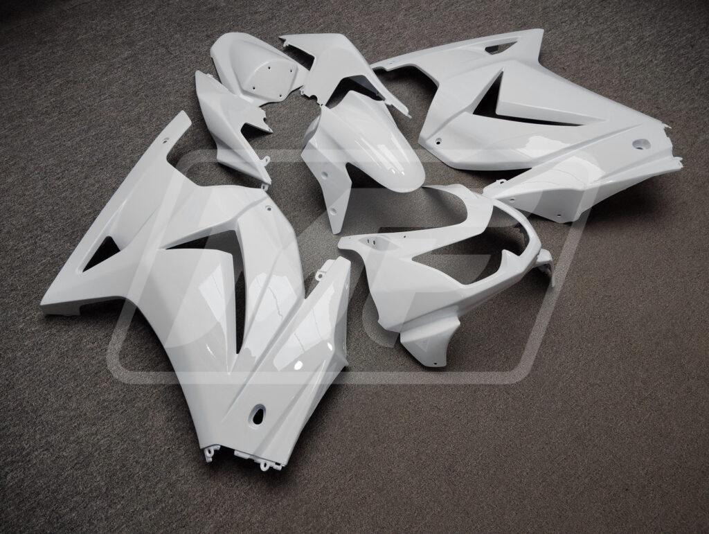 Kawasaki Ninja 250 custom ABS fairings 2008 - 2013 in Gloss White - durable replacement kit, Monster Fairings