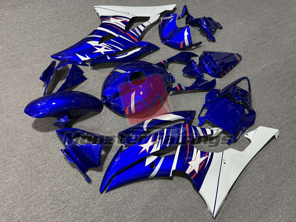 Gloss Deep Blue & White ABS fairings for Yamaha R6 2008 - 2016 - premium OEM fit kit by Monster Fairings