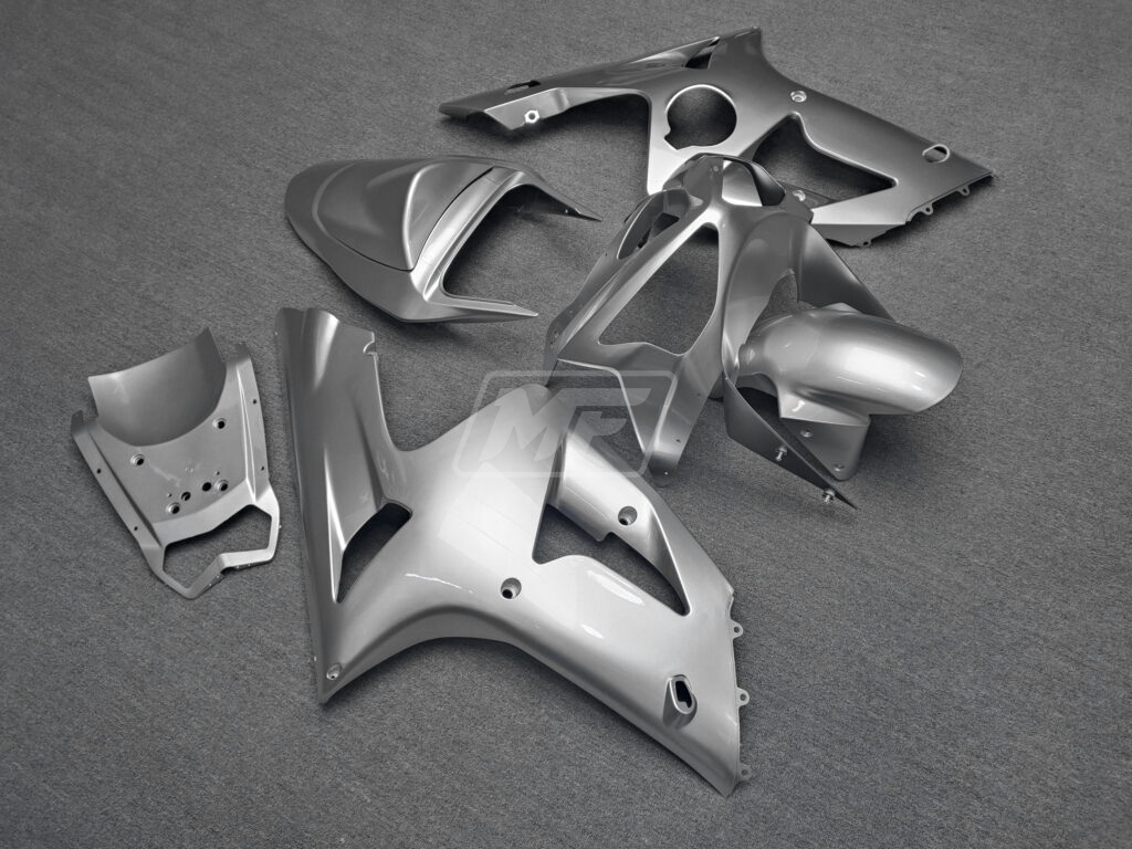Kawasaki ZX6R custom ABS fairings 2003 - 2004 in Gloss Silver - durable replacement kit, Monster Fairings