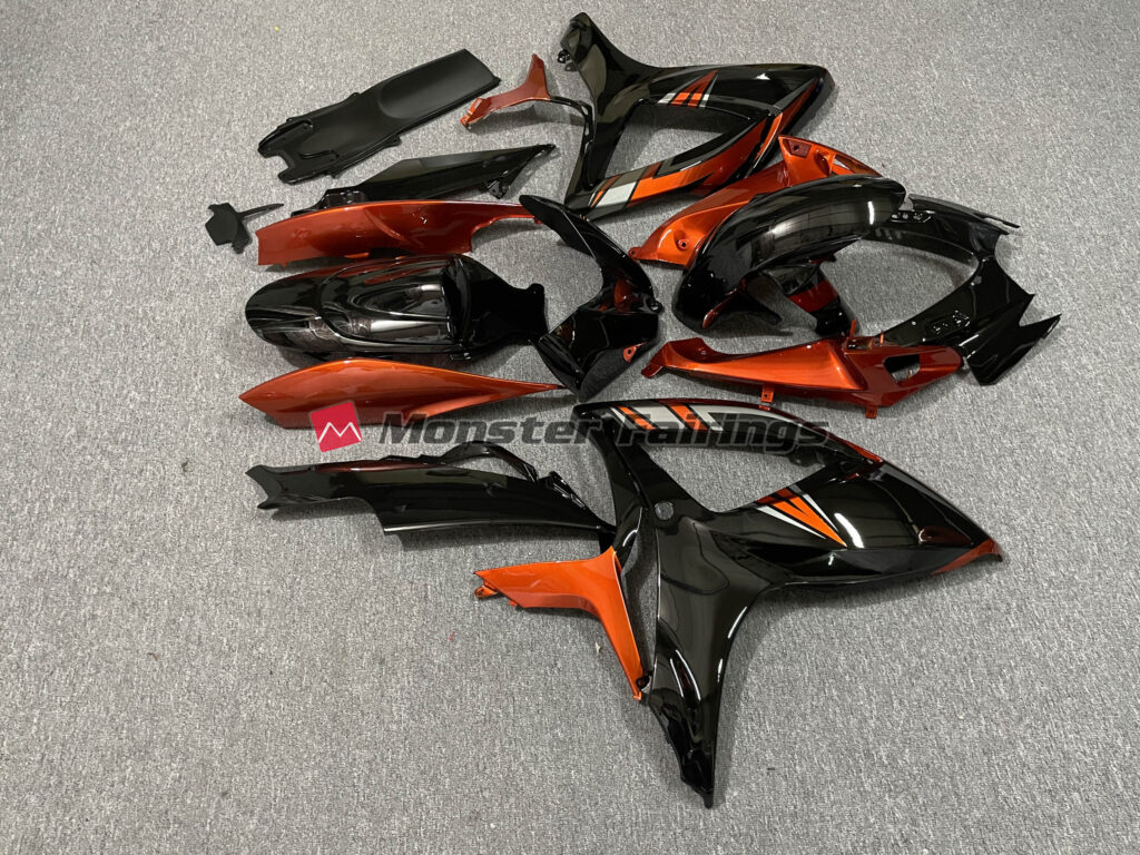 Black and Burnt Orange ABS fairings for Suzuki GSXR 600 - 750 2006 - 2007 - premium OEM fit kit by Monster Fairings