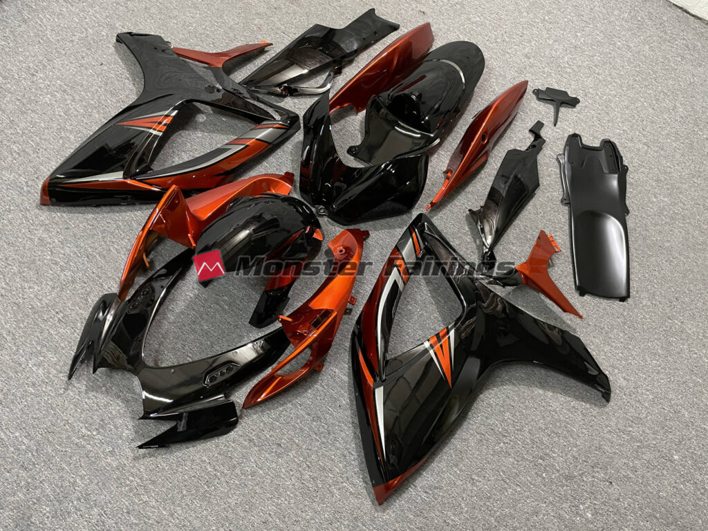 2006 - 2007 Suzuki GSXR Black and Burnt Orange fairing set - ABS injection, custom painted by Monster Fairings