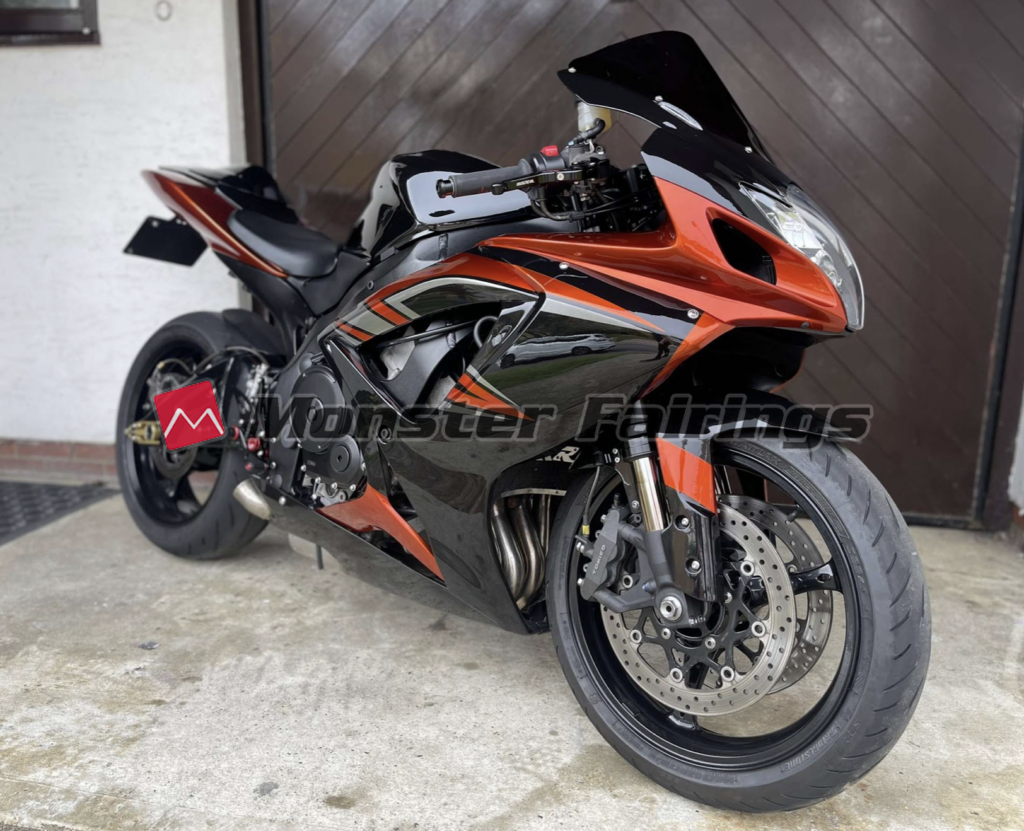 Monster Fairings ABS fairing kit for Suzuki GSXR 600 - 750 2006 - 2007 - Black and Burnt Orange, precise OEM fit