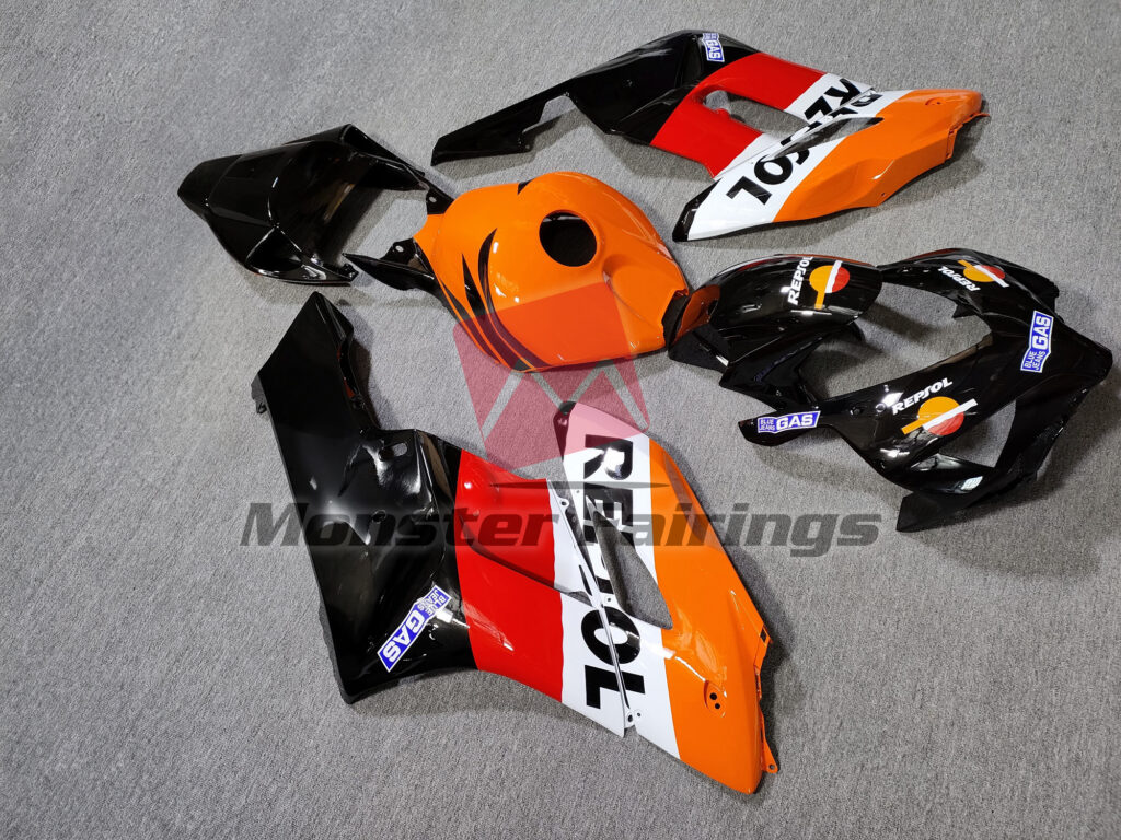 Honda CBR1000RR custom ABS fairings 2004 - 2005 in Gloss Classic Repsol 2 - durable replacement kit, Monster Fairings