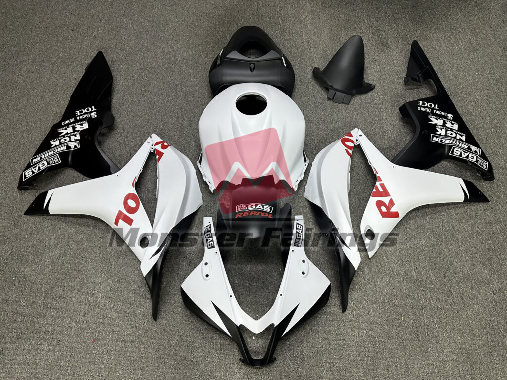 Honda CBR600RR 2007 - 2008 Matte White Red Repsol ABS fairings - custom motorcycle bodywork kit by Monster Fairings
