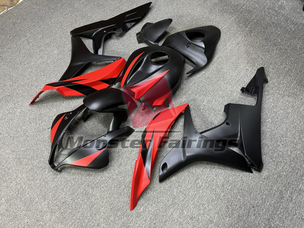 Matte Black and Red ABS fairings for Honda CBR600RR 2007 - 2008 - premium OEM fit kit by Monster Fairings