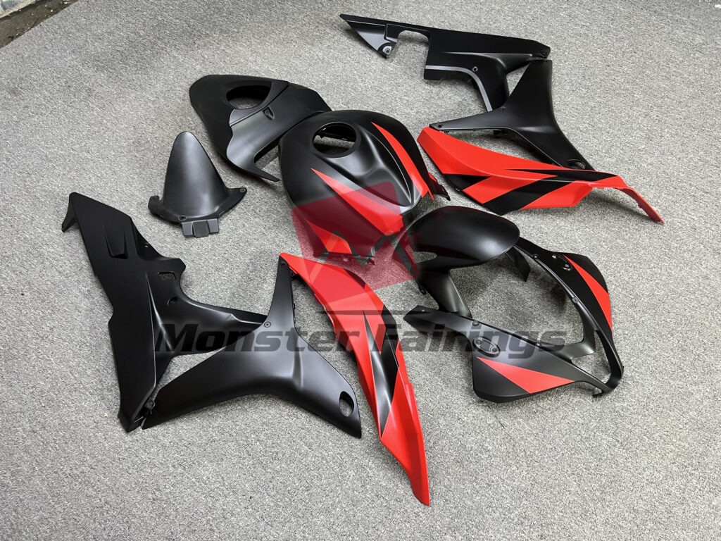 Honda CBR600RR custom ABS fairings 2007 - 2008 in Matte Black and Red - durable replacement kit, Monster Fairings