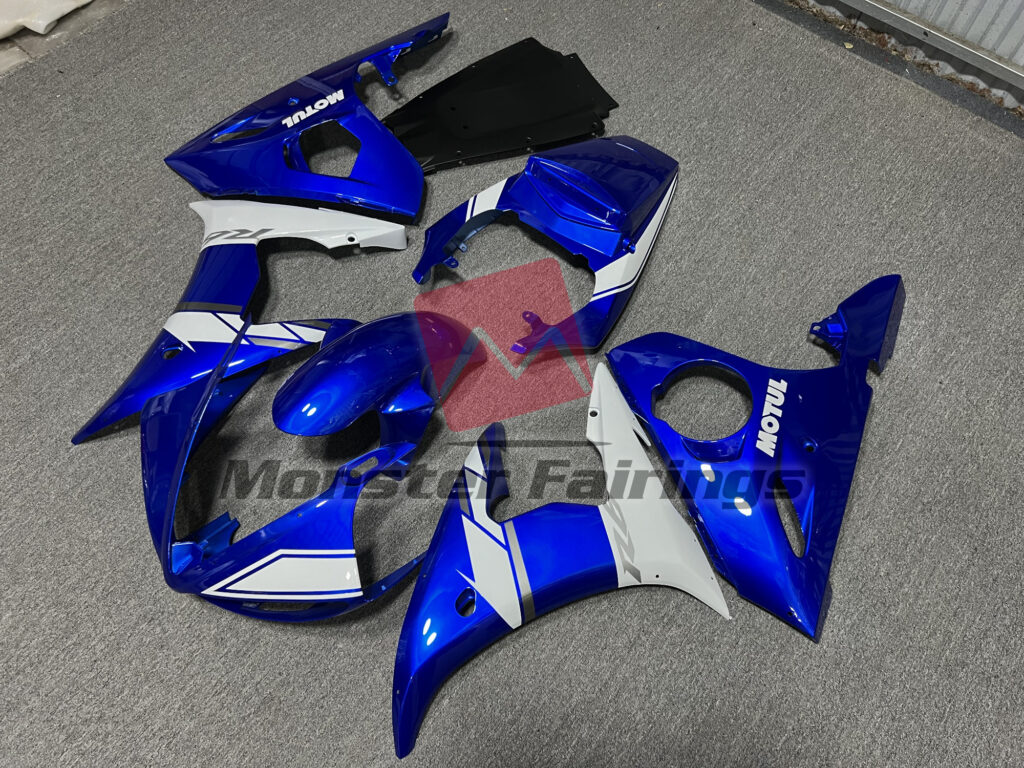 Yamaha R6 custom ABS fairings 2005 in Blue Motul - durable replacement kit, Monster Fairings