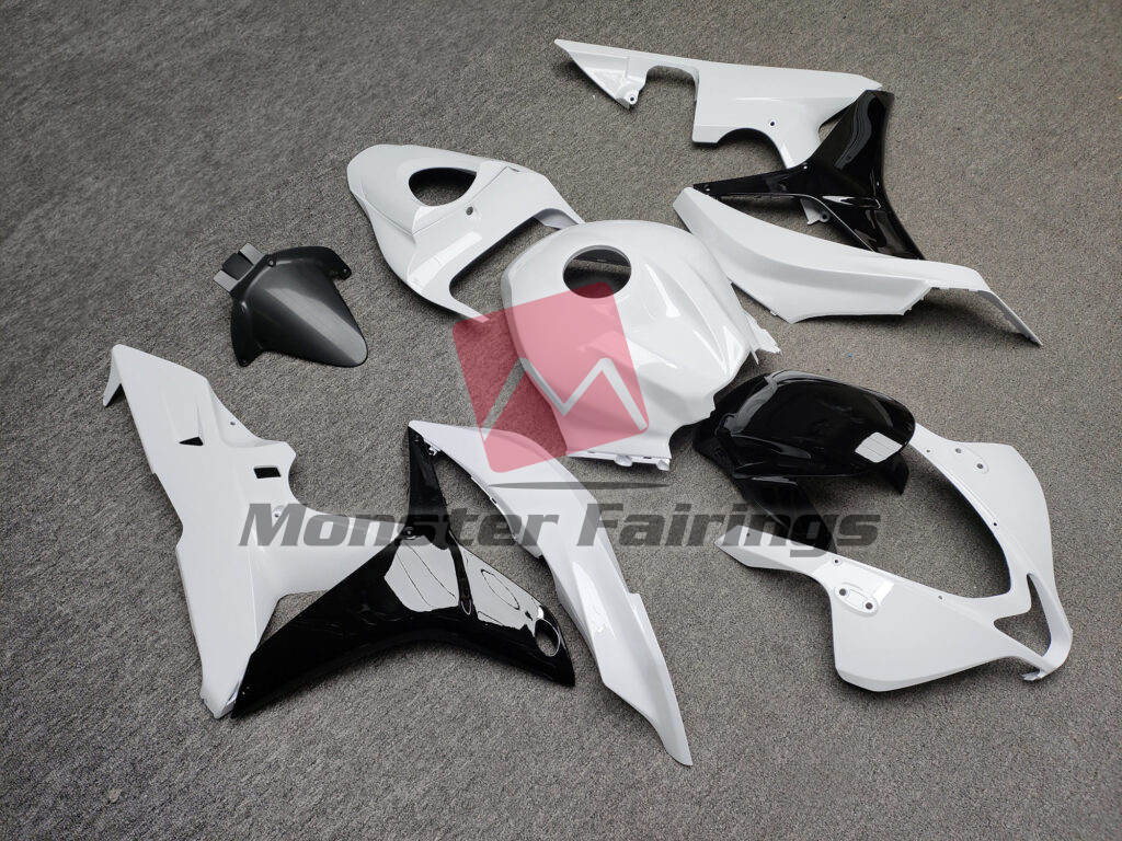 Honda CBR600RR custom ABS fairings 2007 - 2008 in Gloss White & Black - durable replacement kit, Monster Fairings