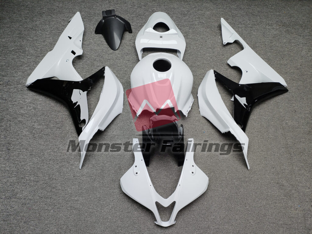 Honda CBR600RR 2007 - 2008 Gloss White & Black ABS fairings - custom motorcycle bodywork kit by Monster Fairings