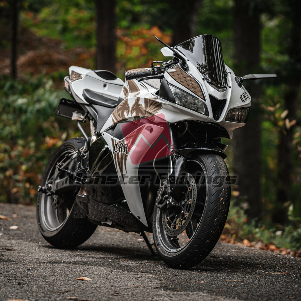 Honda CBR600RR 2009 - 2012 ABS fairings, Gloss White & Black Gold - high - quality motorcycle kit by Monster Fairings