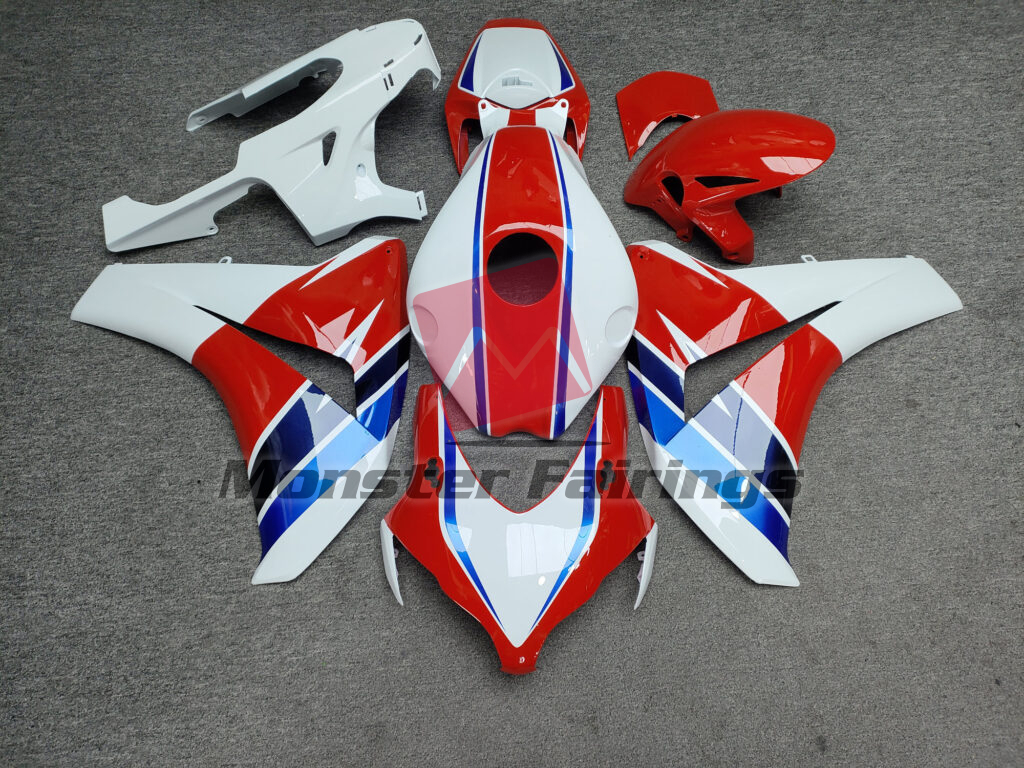 Honda CBR1000RR 2008 - 2011 Gloss White & Red With Blue ABS fairings - custom motorcycle bodywork kit by Monster Fairings