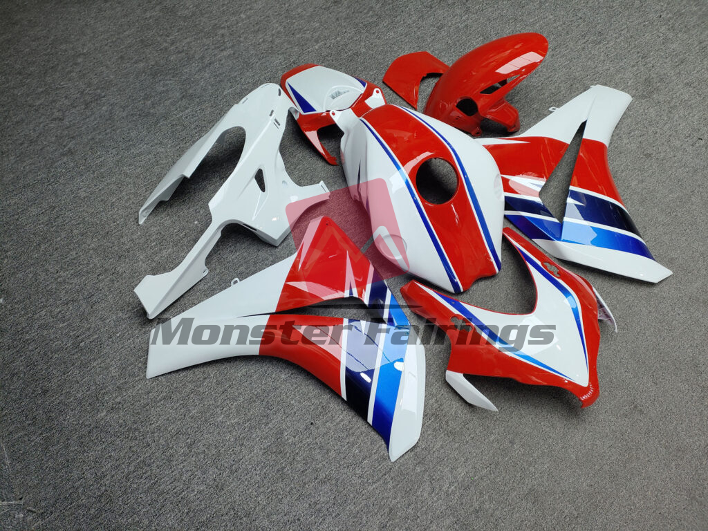 Gloss White & Red With Blue ABS fairings for Honda CBR1000RR 2008 - 2011 - premium OEM fit kit by Monster Fairings