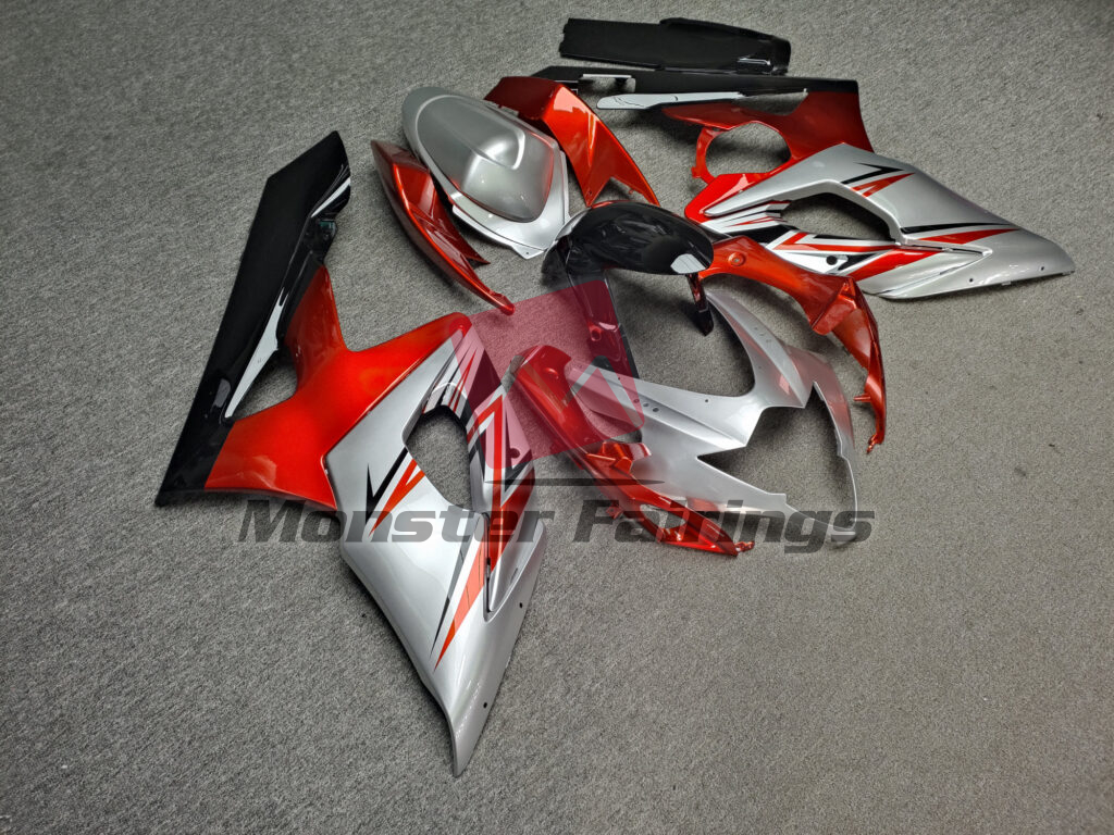 Gloss Red, Black & Silver ABS fairings for Suzuki GSXR 1000 2005 - 2006 - premium OEM fit kit by Monster Fairings