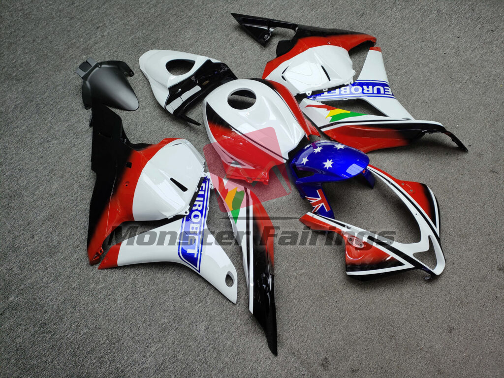 Honda CBR600RR custom ABS fairings 2009 - 2012 in Gloss White & Black Red EuroBet - durable replacement kit, Monster Fairings