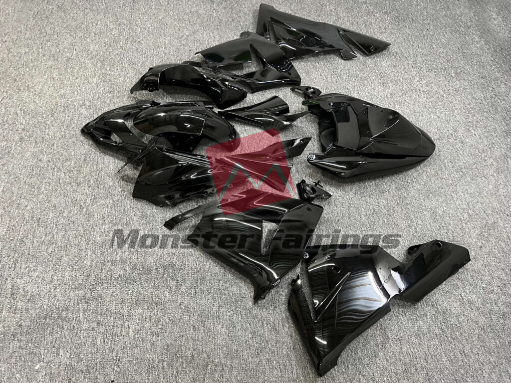 2004 - 2005 Kawasaki ZX10R Gloss Black fairing set - ABS injection, custom painted by Monster Fairings