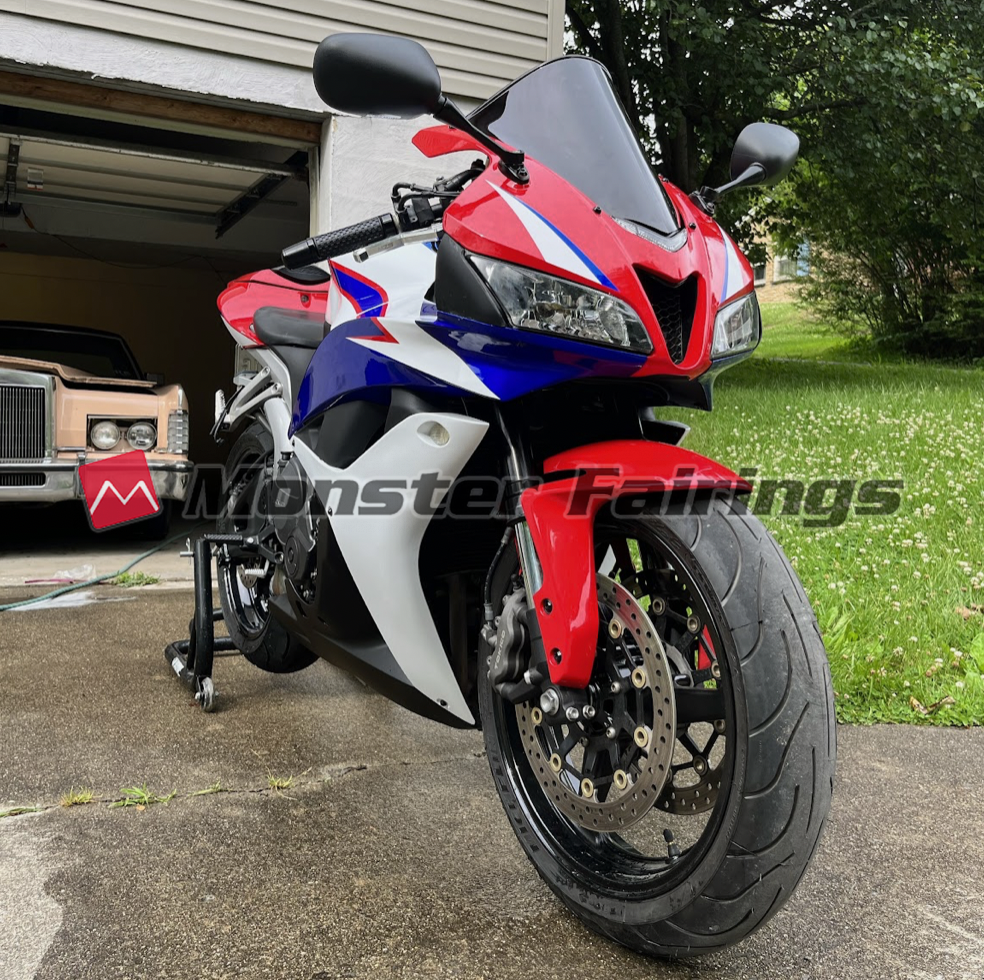Honda CBR600RR 2007 - 2008 ABS fairings, Gloss White & Red Blue - high - quality motorcycle kit by Monster Fairings