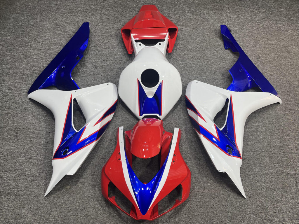 Honda CBR1000RR 2006 - 2007 Gloss White with Blue & Red OEM Style ABS fairings - custom motorcycle bodywork kit by Monster Fairings