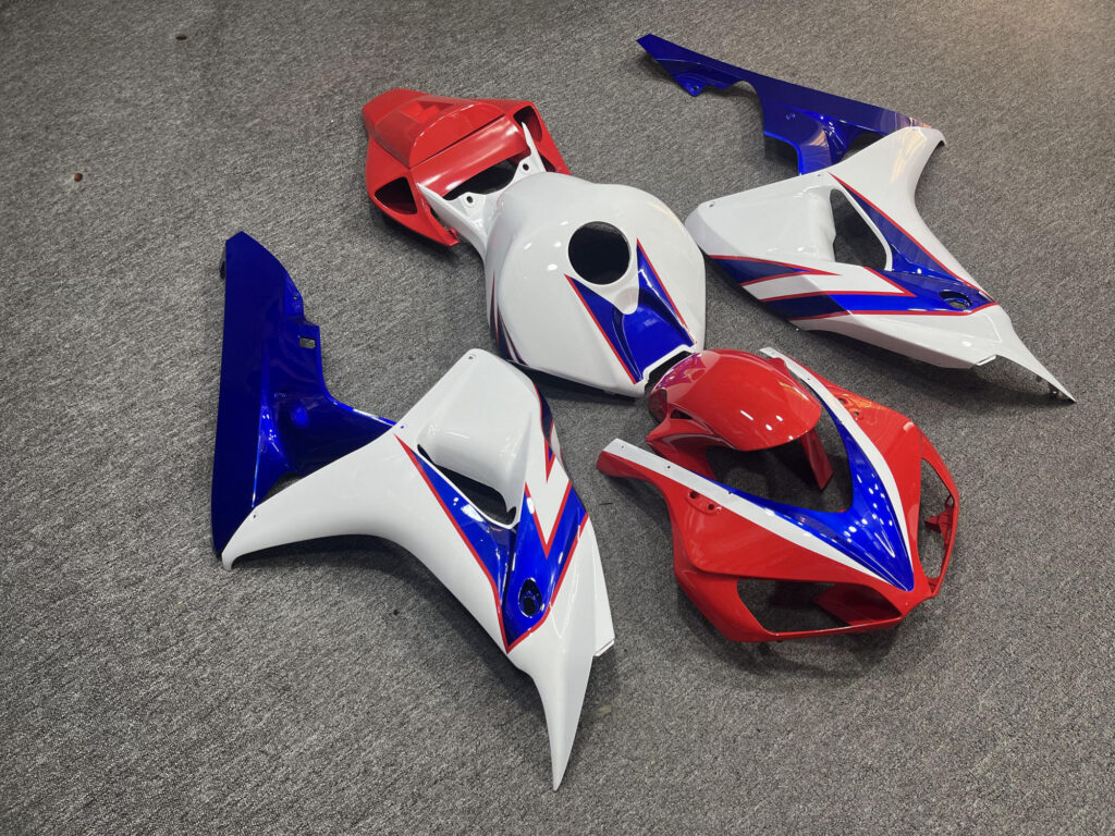 Gloss White with Blue & Red OEM Style ABS fairings for Honda CBR1000RR 2006 - 2007 - premium OEM fit kit by Monster Fairings