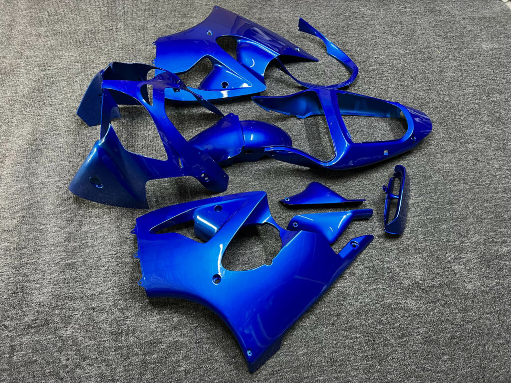 2000 - 2002 Kawasaki ZX6R Gloss Vibrant Blue fairing set - ABS injection, custom painted by Monster Fairings
