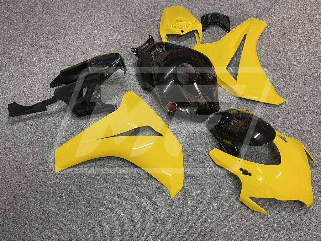 2008 - 2011 Honda CBR1000RR Gloss Yellow & Black fairing set - ABS injection, custom painted by Monster Fairings