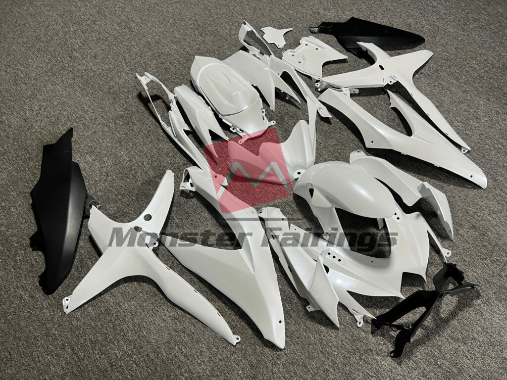 Matte Pearl White & Black ABS fairings for Suzuki GSXR 600 - 750 2008 - 2010 - premium OEM fit kit by Monster Fairings