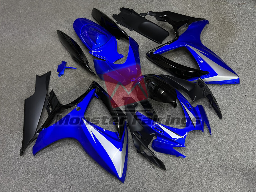 Suzuki GSXR custom ABS fairings 2006 - 2007 in Gloss Deep Blue With Black - durable replacement kit, Monster Fairings