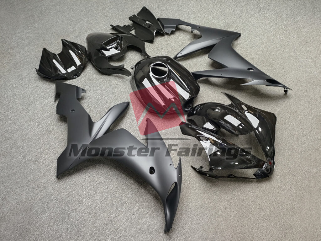 Yamaha R1 custom ABS fairings 2004 - 2006 in Gloss Black & Matte Black - durable replacement kit, Monster Fairings