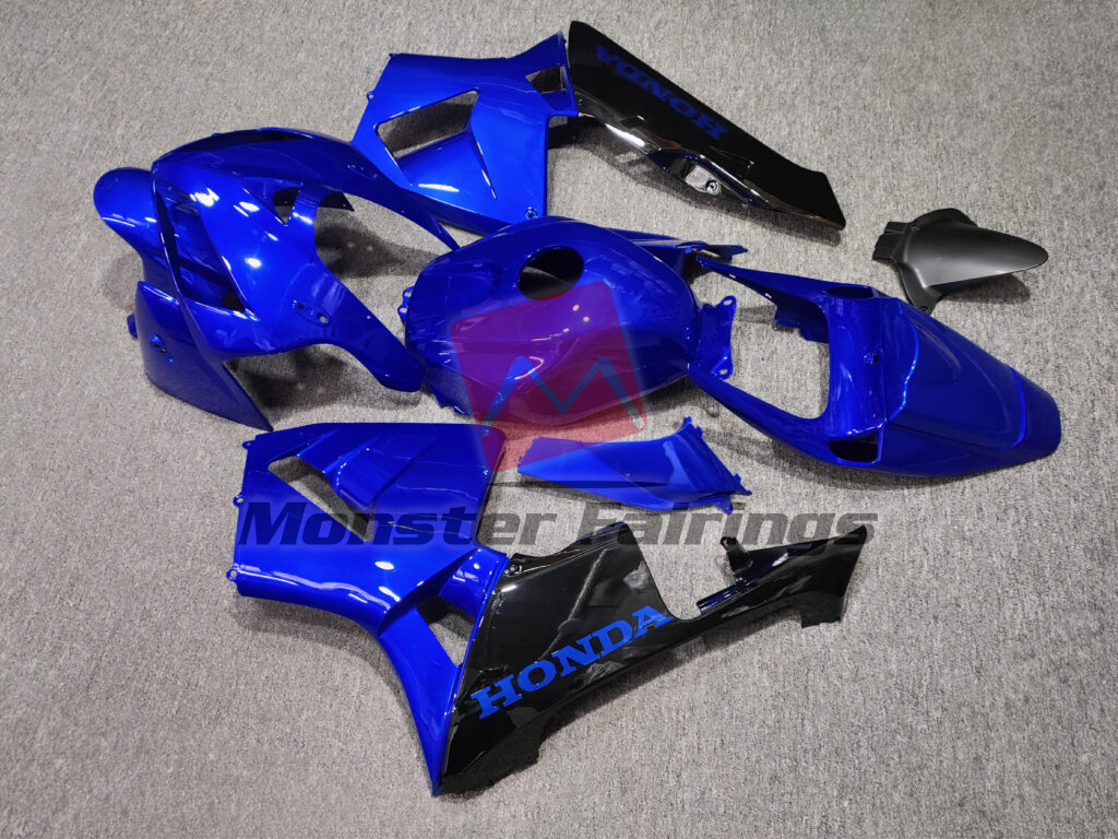 2005 - 2006 Honda CBR600RR Gloss Blue & Black fairing set - ABS injection, custom painted by Monster Fairings