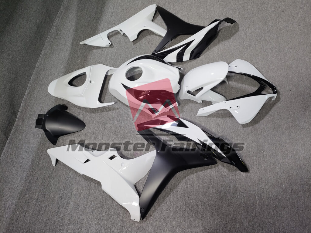 2007 - 2008 Honda CBR600RR White Black OEM Style fairing set - ABS injection, custom painted by Monster Fairings