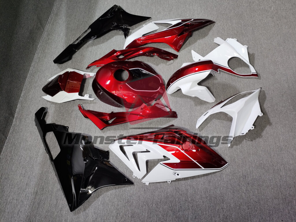 2015 - 2016 BMW S1000RR Candy Red and White fairing set - ABS injection, custom painted by Monster Fairings