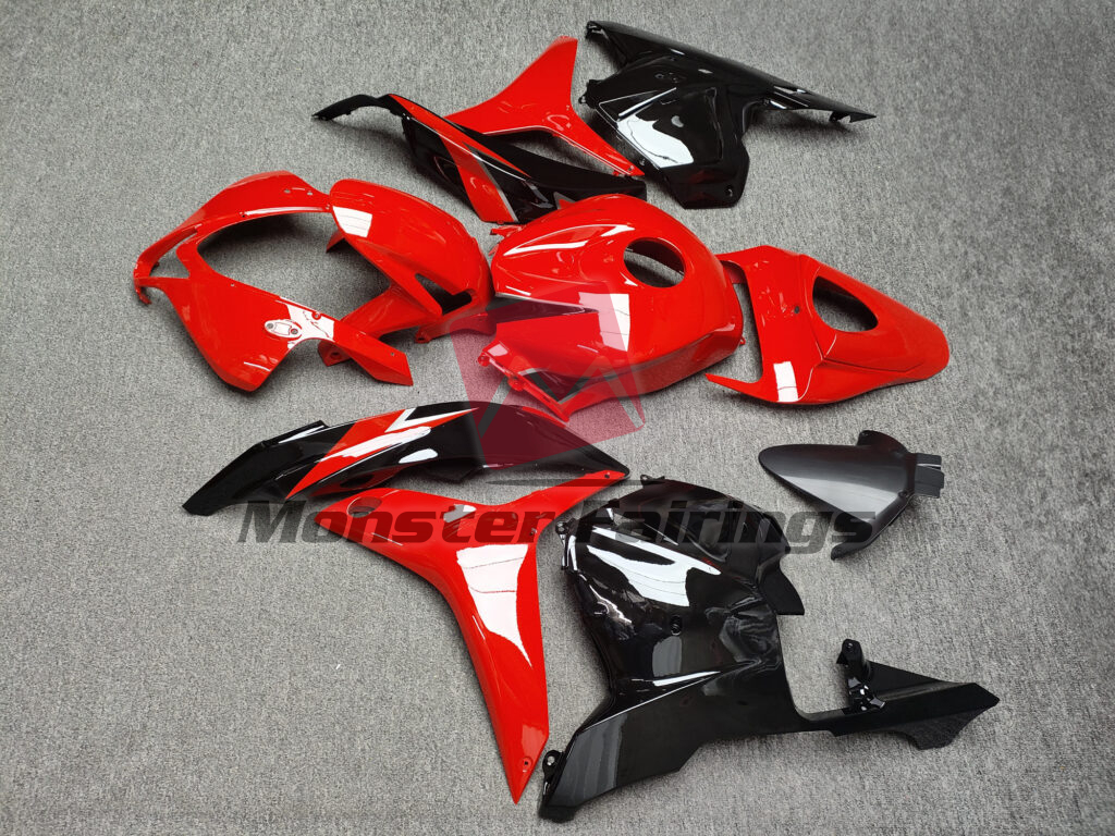 2009 - 2012 Honda CBR600RR Gloss Red Black fairing set - ABS injection, custom painted by Monster Fairings