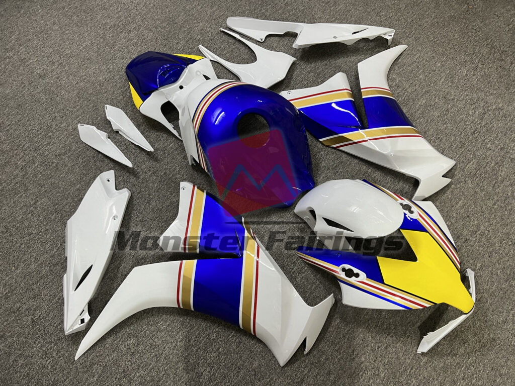 Gloss White & Candy Blue With Yellow ABS fairings for Honda CBR1000RR 2012 - 2016 - premium OEM fit kit by Monster Fairings
