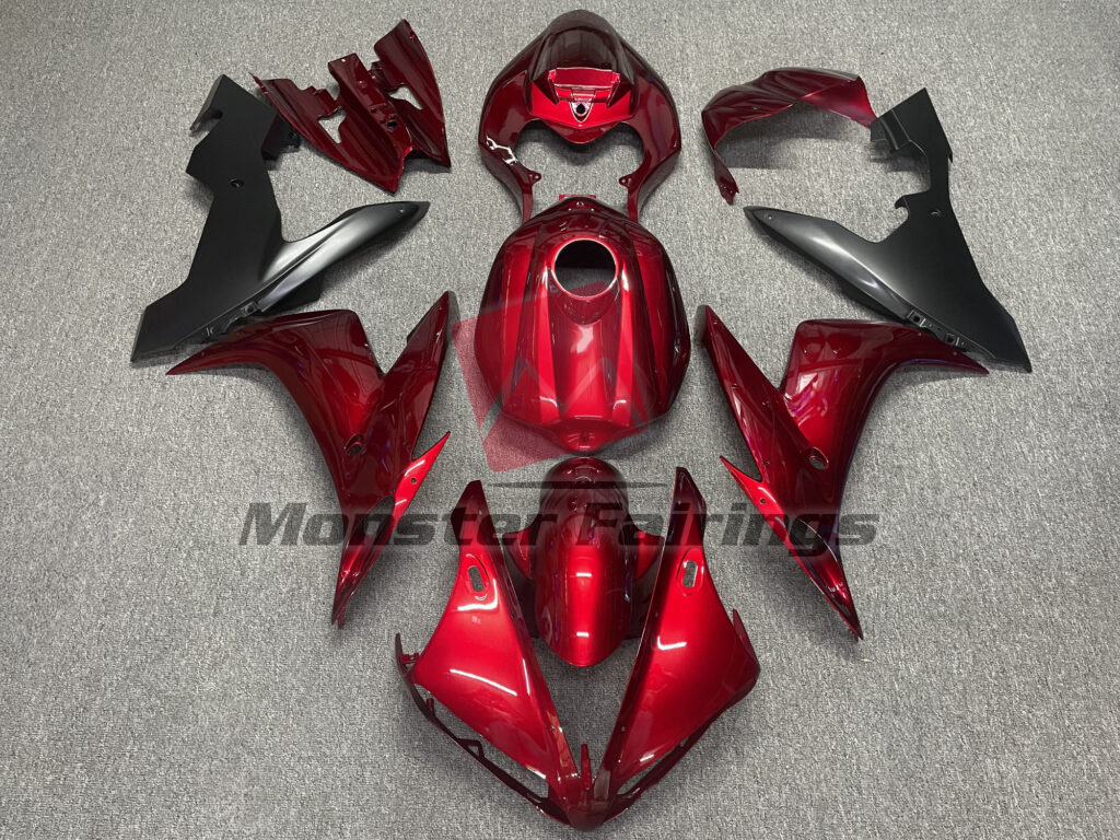 Yamaha R1 2004 - 2006 Gloss Candy Red & Matte Black ABS fairings - custom motorcycle bodywork kit by Monster Fairings