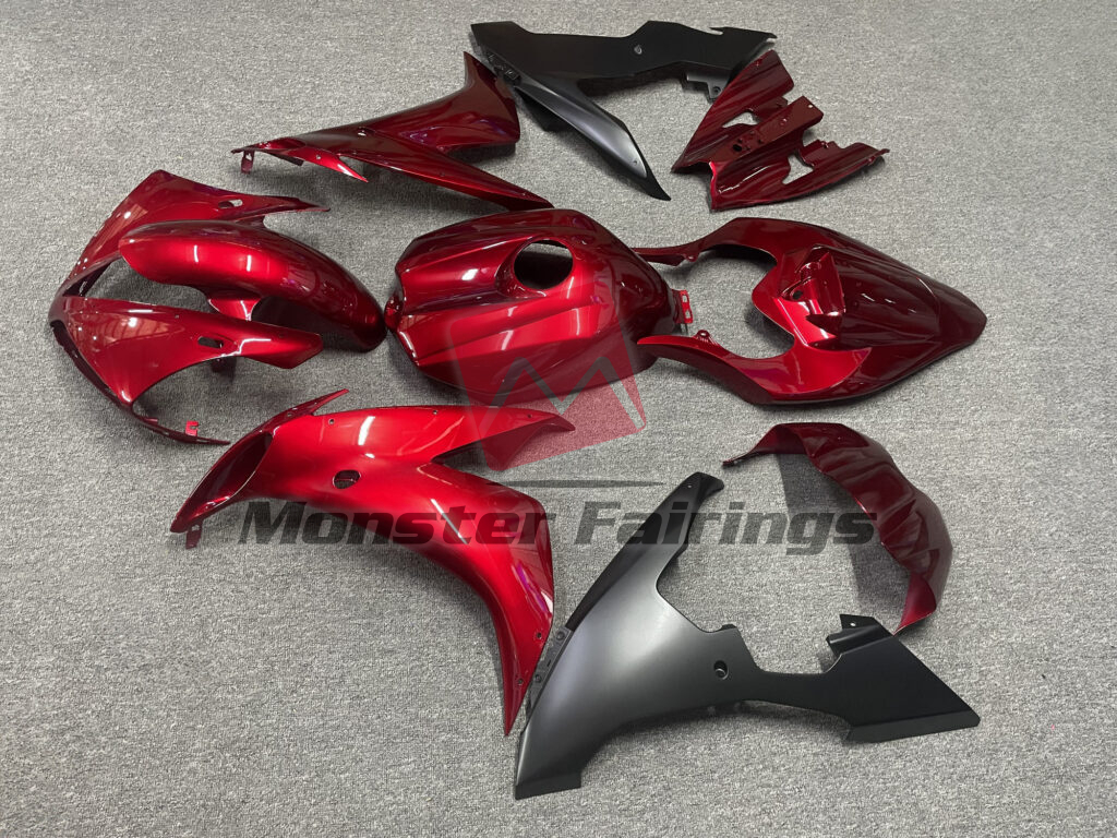 Yamaha R1 custom ABS fairings 2004 - 2006 in Gloss Candy Red & Matte Black - durable replacement kit, Monster Fairings