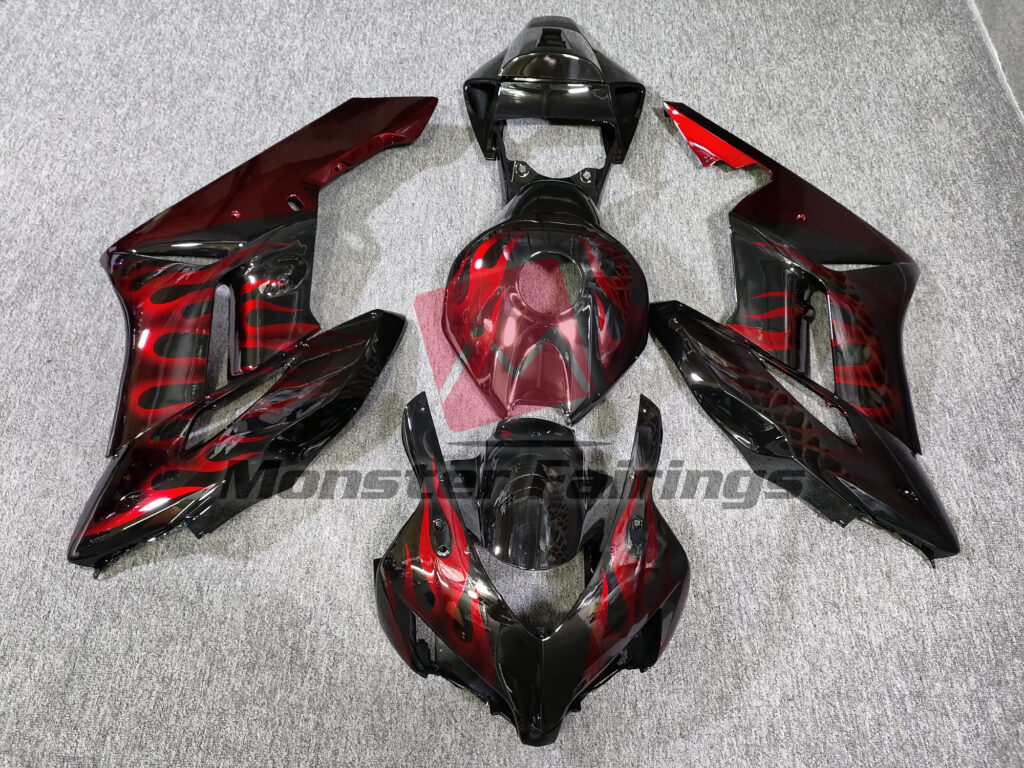 Honda CBR1000RR 2004 - 2005 Red Flame ABS fairings - custom motorcycle bodywork kit by Monster Fairings