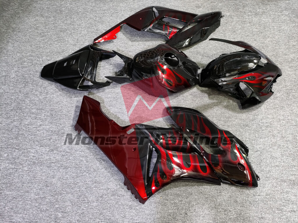 2004 - 2005 Honda CBR1000RR Red Flame fairing set - ABS injection, custom painted by Monster Fairings