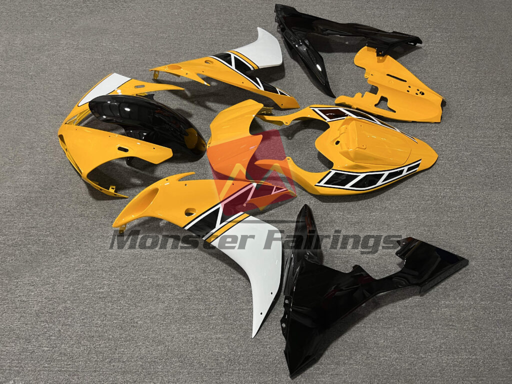 Yamaha R1 custom ABS fairings 2004 - 2006 in Gloss Yellow & Black with White - durable replacement kit, Monster Fairings