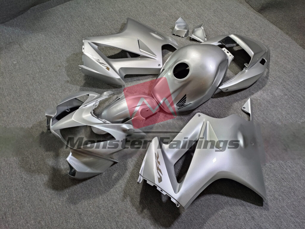 Honda VFR800 custom ABS fairings 2002 - 2012 in Gloss Silver - durable replacement kit, Monster Fairings