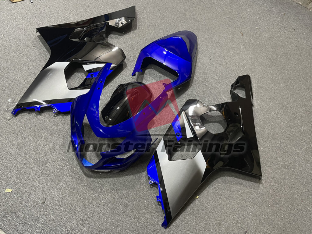 Blue Black and Silver ABS fairings for Suzuki GSXR 600 - 750 2004 - 2005 - premium OEM fit kit by Monster Fairings