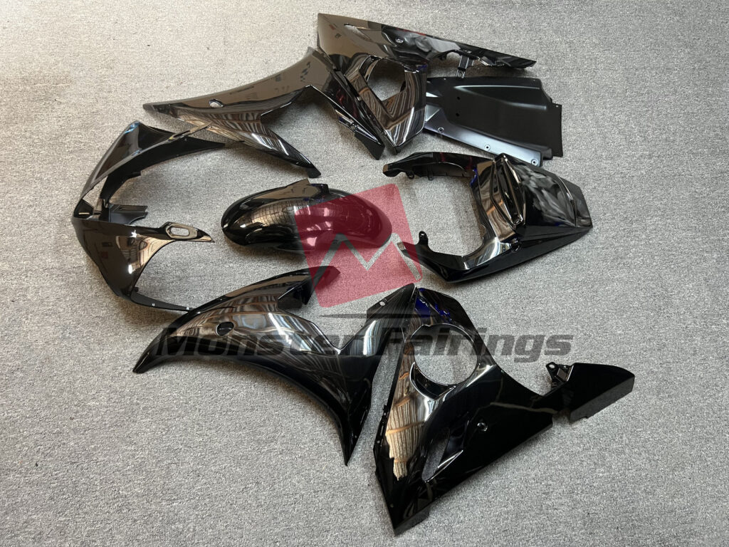 2003 - 2004 Yamaha R6 Gloss Black fairing set - ABS injection, custom painted by Monster Fairings