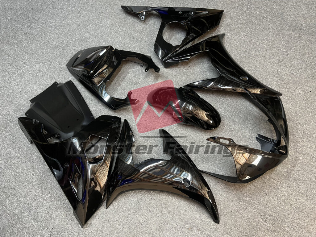 Yamaha R6 custom ABS fairings 2003 - 2004 in Gloss Black - durable replacement kit, Monster Fairings