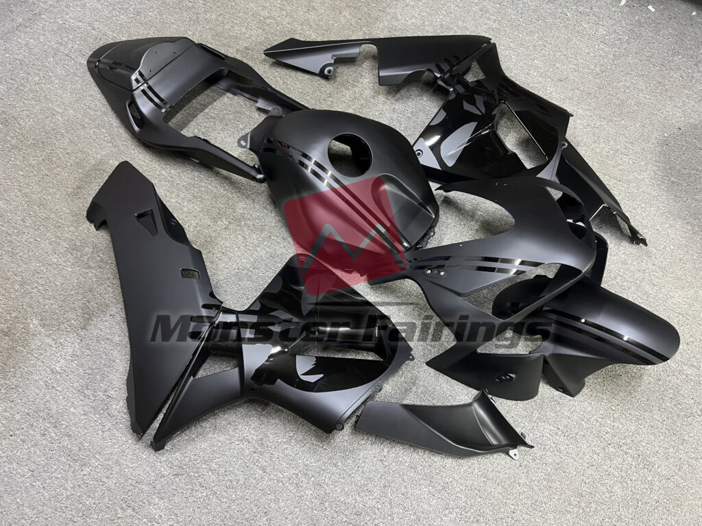 Honda CBR600RR custom ABS fairings 2003 - 2004 in Matte Black with Punisher Logos - durable replacement kit, Monster Fairings