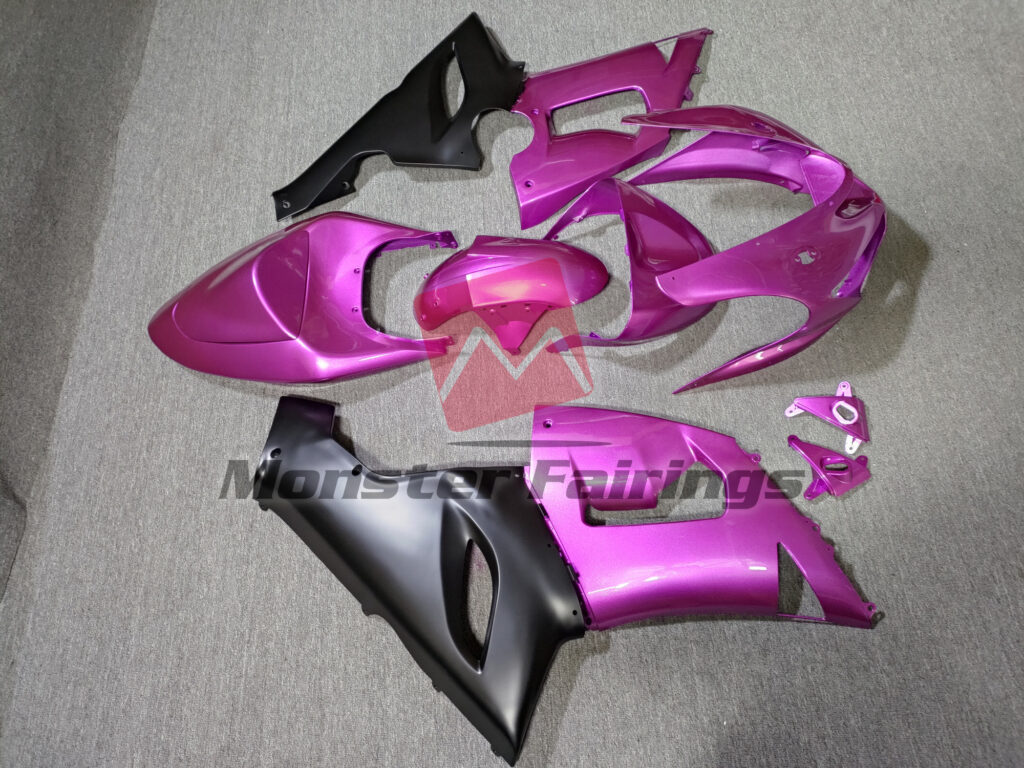 2005 - 2006 Kawasaki ZX6R Pink fairing set - ABS injection, custom painted by Monster Fairings