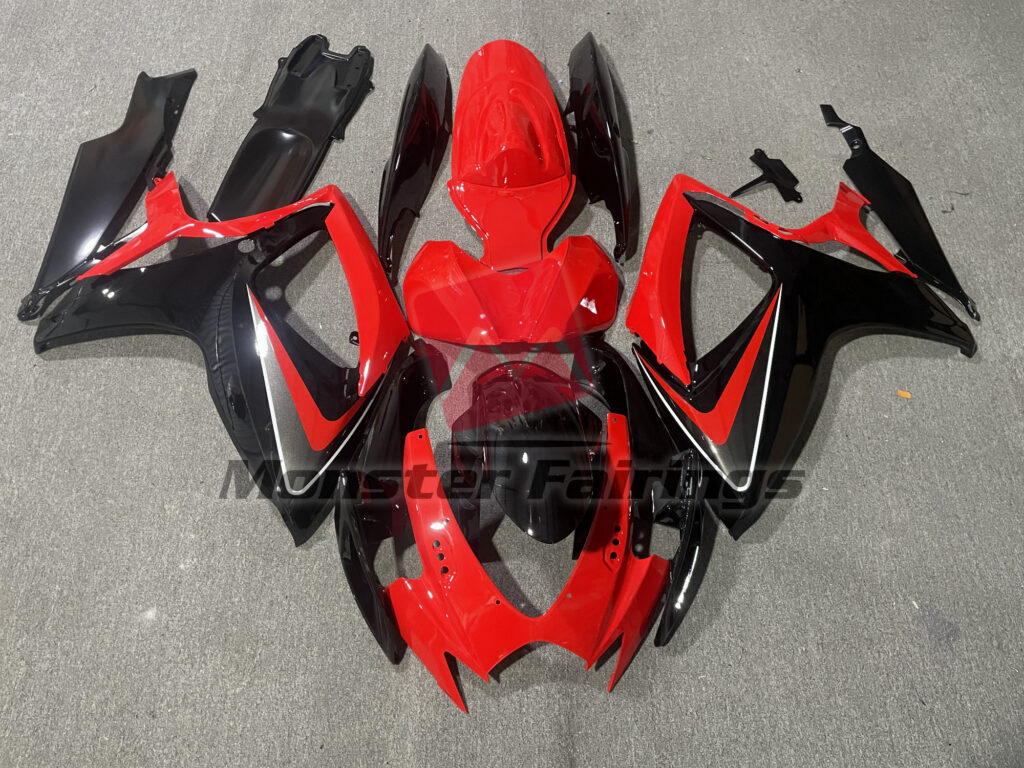 Suzuki GSXR 600 - 750 2006 - 2007 Red Black and Grey ABS fairings - custom motorcycle bodywork kit by Monster Fairings
