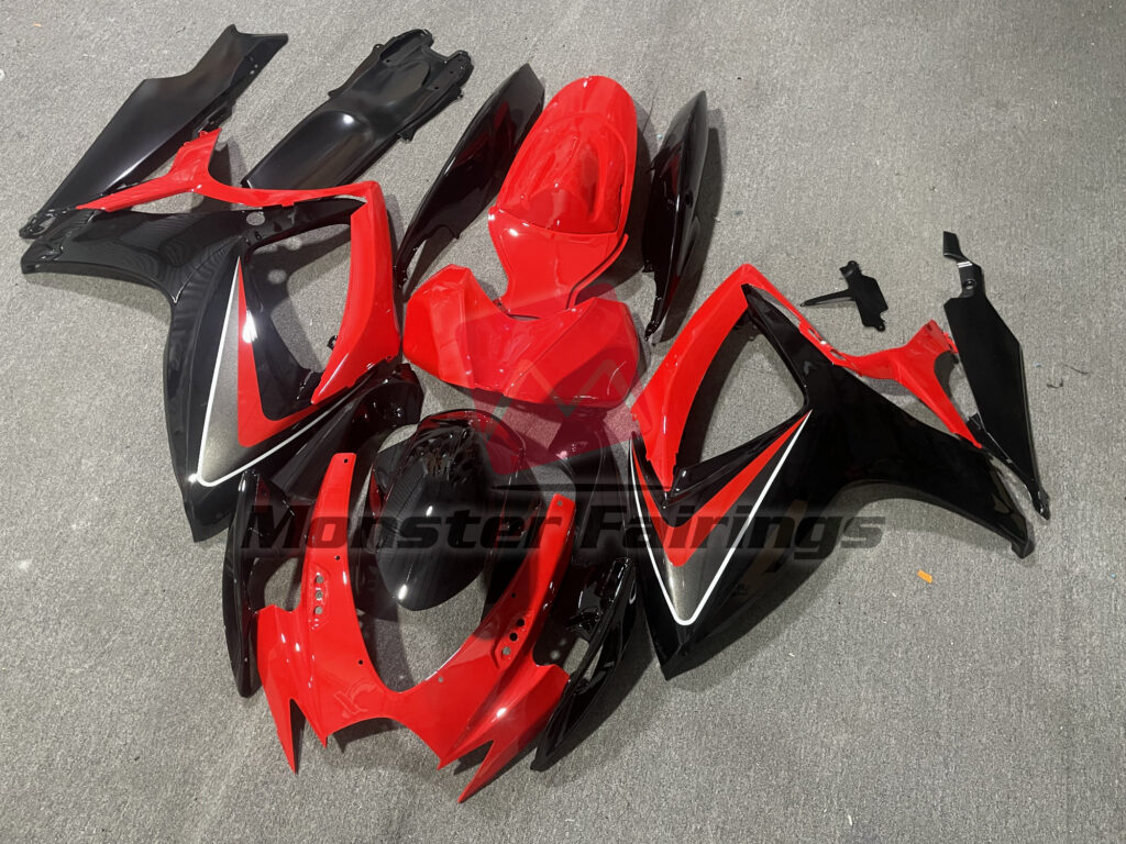 Red Black and Grey ABS fairings for Suzuki GSXR 600 - 750 2006 - 2007 - premium OEM fit kit by Monster Fairings