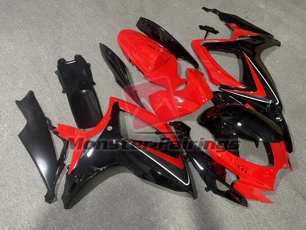 Suzuki GSXR custom ABS fairings 2006 - 2007 in Red Black and Grey - durable replacement kit, Monster Fairings
