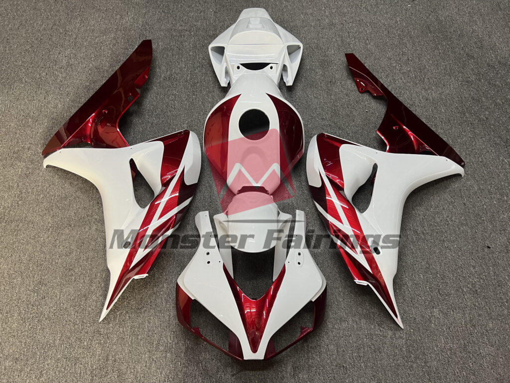 Honda CBR1000RR 2006 - 2007 Gloss Candy Red and White ABS fairings - custom motorcycle bodywork kit by Monster Fairings
