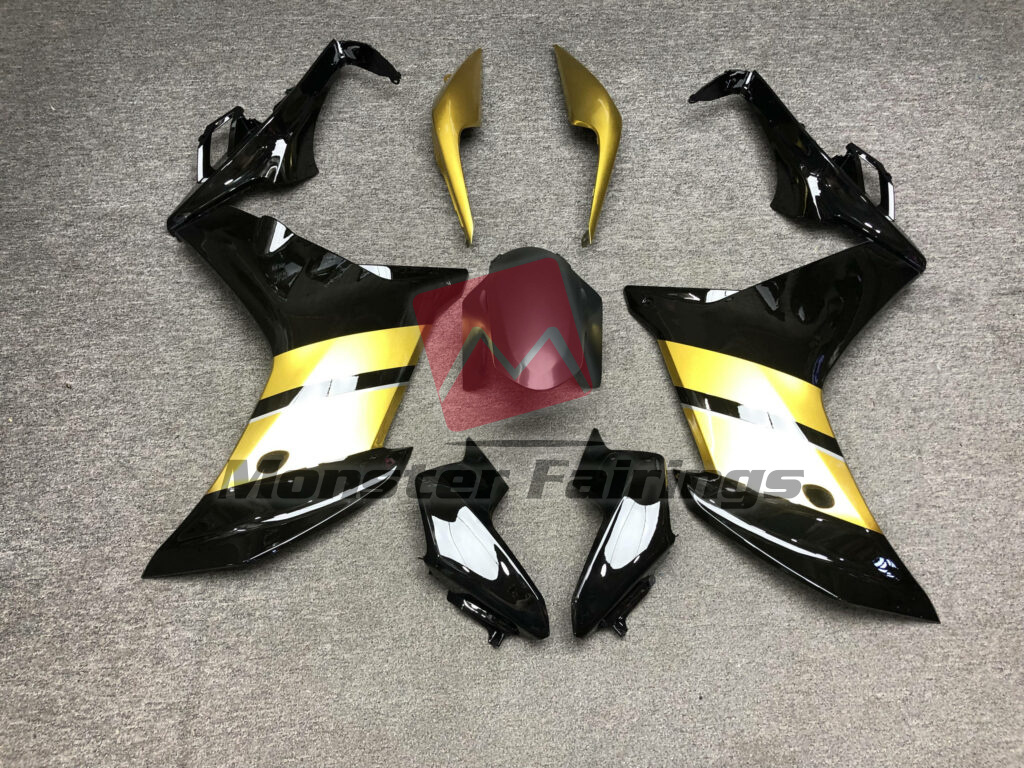 Honda CBR600F 2011 - 2012 Gloss Black & Gold ABS fairings - custom motorcycle bodywork kit by Monster Fairings