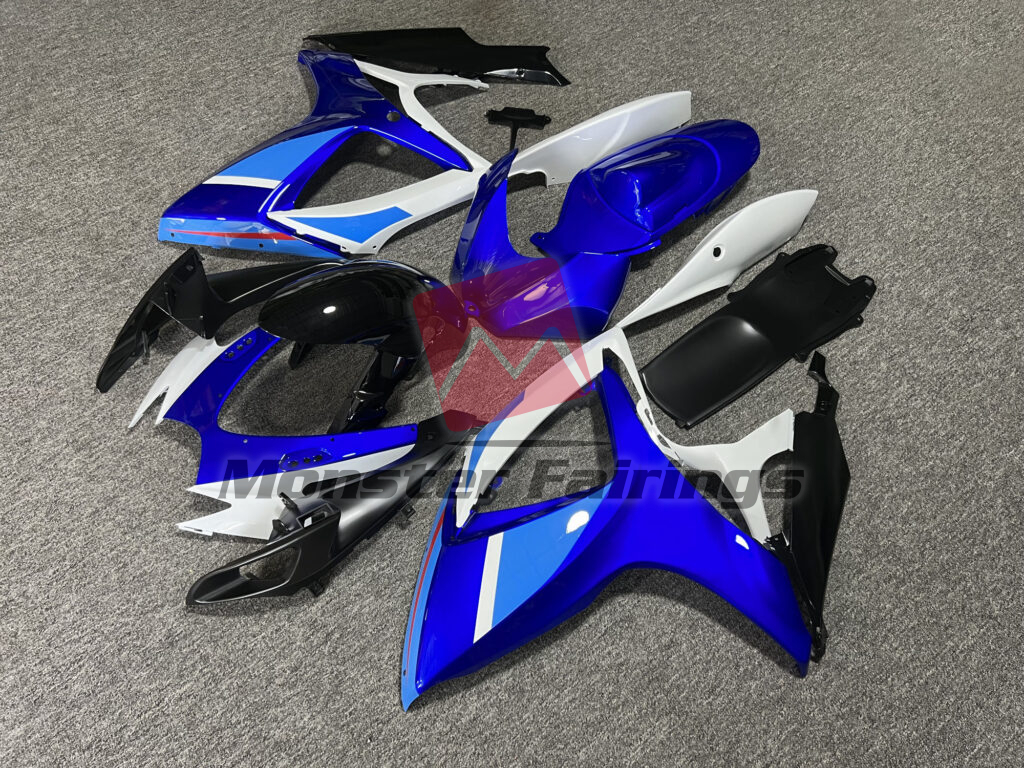 Gloss Blue, Black & White With Light Blue ABS fairings for Suzuki GSXR 600 - 750 2006 - 2007 - premium OEM fit kit by Monster Fairings