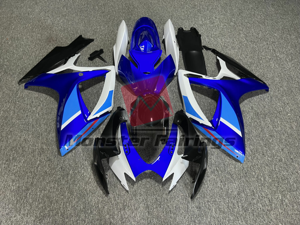 Suzuki GSXR 600 - 750 2006 - 2007 Gloss Blue, Black & White With Light Blue ABS fairings - custom motorcycle bodywork kit by Monster Fairings